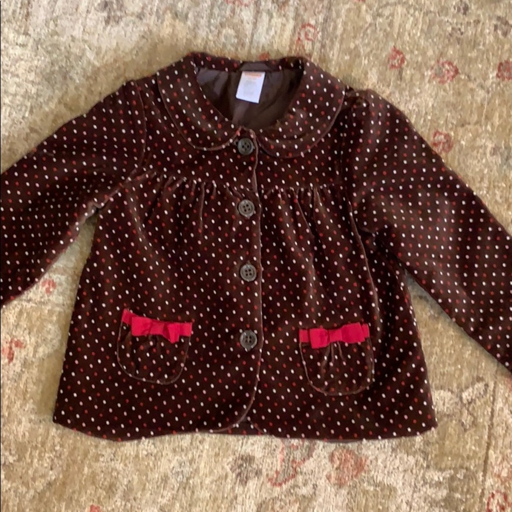 The cutest polkadot velvet jacket from Gymboree